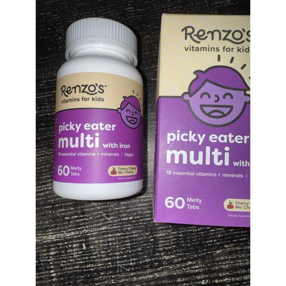Renzo's Picky Eater Kids Multivitamin with Iron Cherry 60 Melty Tabs Exp 09/2027 - Picture 4 of 6